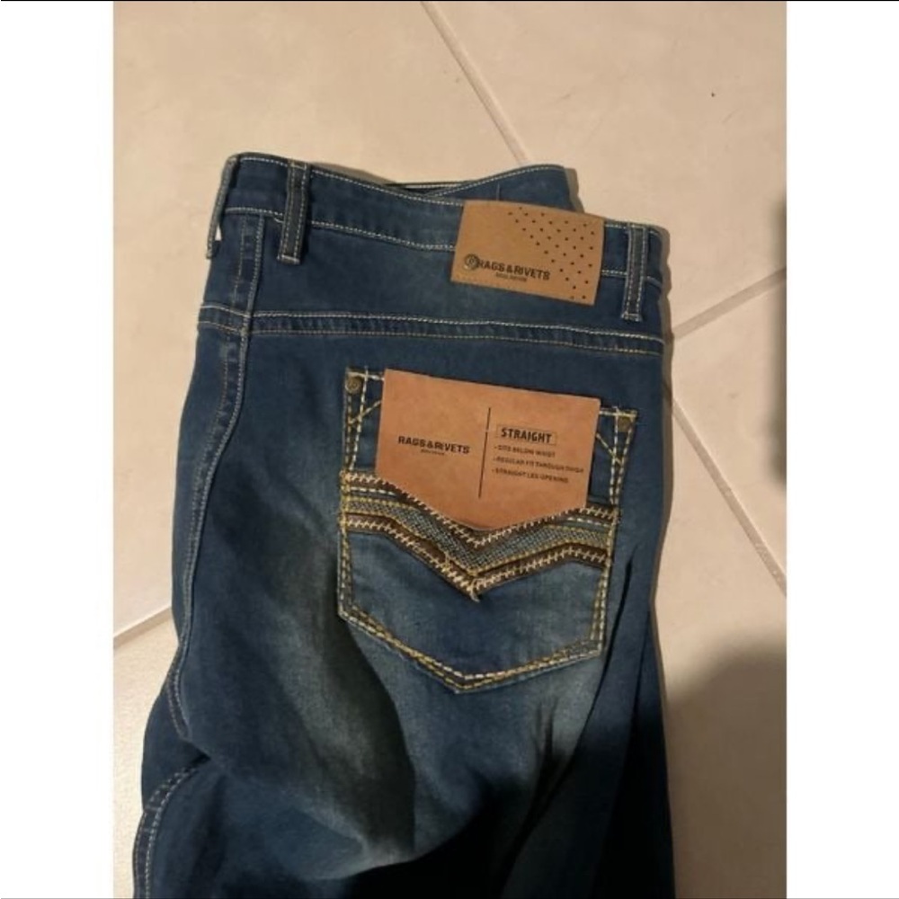 NWT men’s jeans $78 38/30 rags and rivets 1309 - Picture 4 of 6